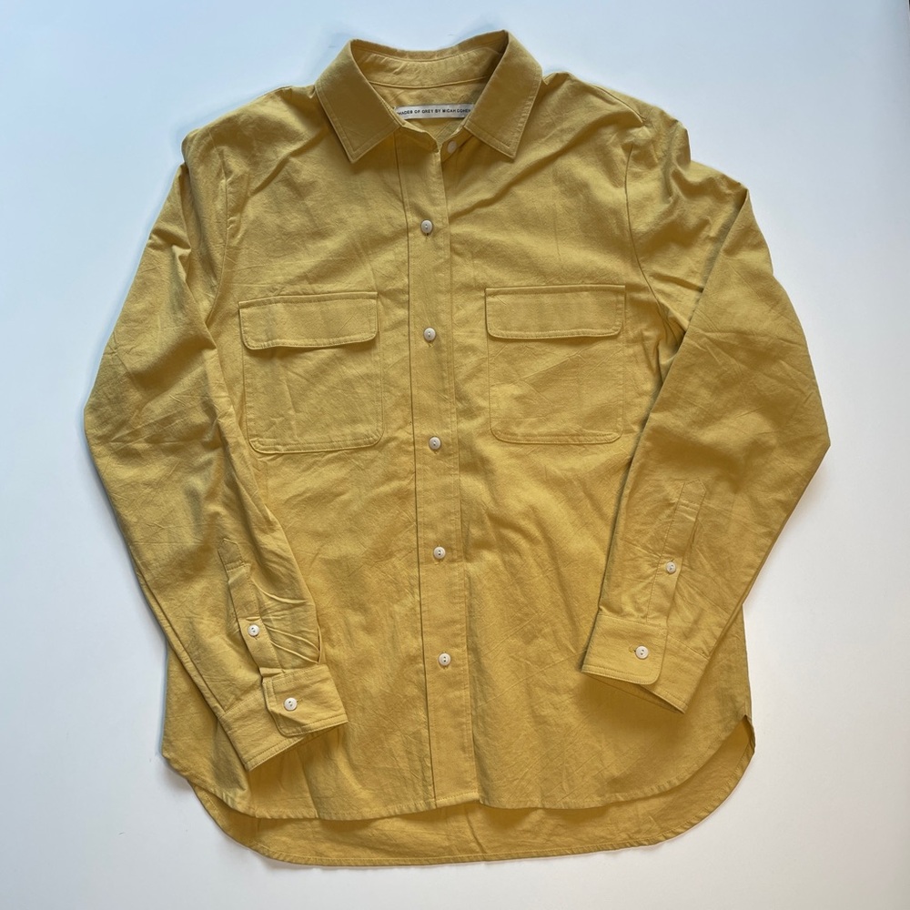 SHADES OF GREY by Micah Cohen Button Up Long Sleeve Shirt Womens M Yellow Blouse